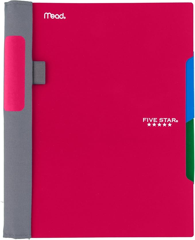 Five Star Advance Spiral Notebooks, 2 Subject, College Ruled Paper, 100 Sheets, 9-1/2" x 6", Black, Red, White, 3 Pack (38639)