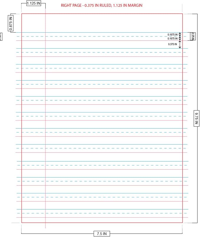 School Smart Skip-A-Line Composition Books - Grade 3, 50 sheets, Red