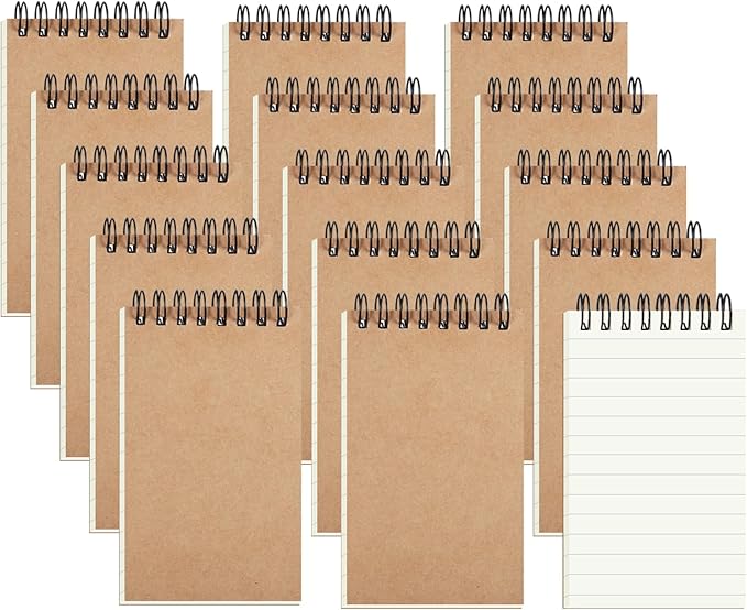 zmybcpack 15 Pcs Pocket Notebooks Small Spiral Notebooks Journal Mini Top Spiral Notepads, Lined Memo Pads for Note Taking, 100 Pages/50 Sheets