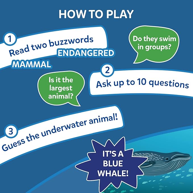 Skillmatics Guess in 10 Underwater Animals, Perfect for Boys, Girls, Kids, and Families Who Love Card Games, Toys, Board Games, Gifts for Ages 8, 9, 10 and Up
