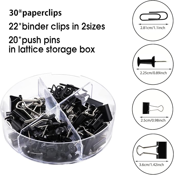 KAAKOW Black Desk Organizers and Accessories Office Supplies Set Stapler, Pen Holder, Phone Holder, Scissors, Pen, Ruler, 30 Paper Clips, 22 Binder Clip, 20 Tacks and 1000pcs Staples