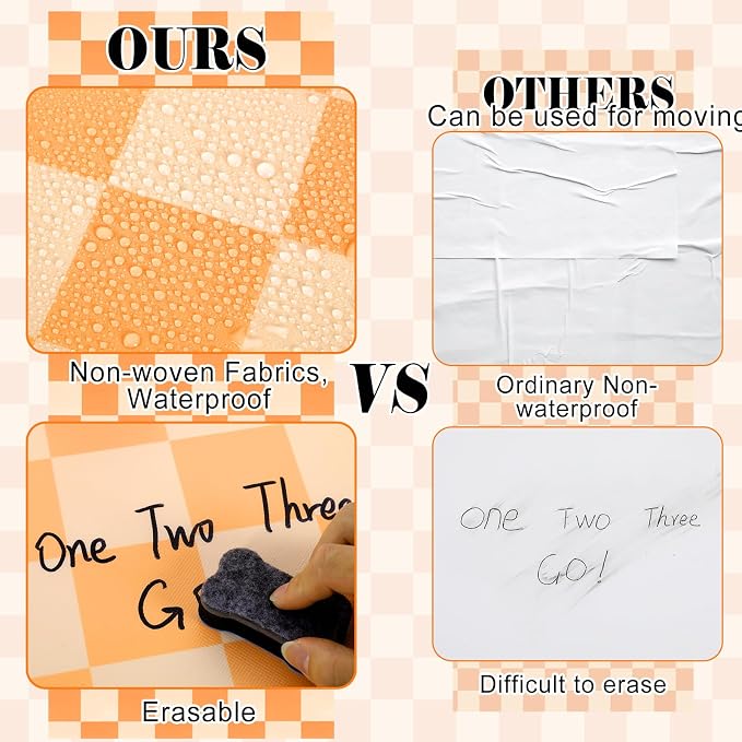 Orange Checkered Bulletin Board Roll Non-Woven Fabric Poster 15.7" x65.6ft