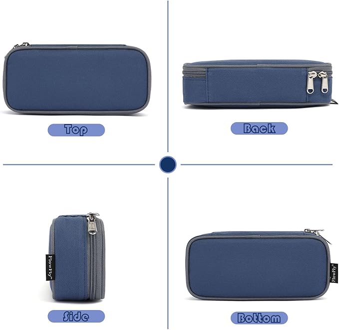 FlowFly Large Capacity Pencil Case for Kids, Boys & Girls – Zippered Multi-Functional Pen Pouch, Soft & Portable Pencil Bag for School, Teens, Students, Cyan