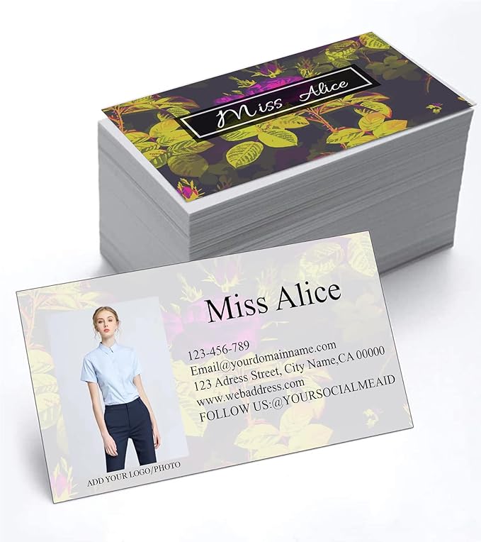200/500Pcs Business Card Customization (Add Picture or Logo), Thick Coated Paper Business Card Double-sided Printing-2"x3.5" Inches (Color-S)