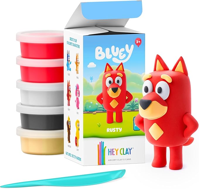 HEY CLAY Bluey & Friends - Air-Drying Clay for Kids - Arts and Crafts Creative Modeling Clay Kit Children Ages 4-8 (Rusty)