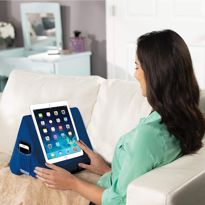 Ontel Pillow Pad Ultra Multi-Angle Soft Tablet Stand, Blue