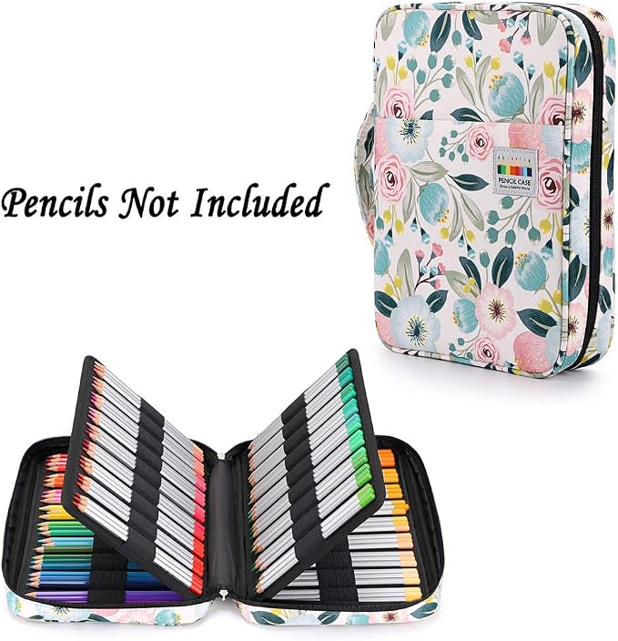 BTSKY Portable Colored Pencil Case - Colored Pencil Organizer Holds 166 Pencils or 112 Gel Pens Large Capacity Zippered Pencil Holder Gel pens