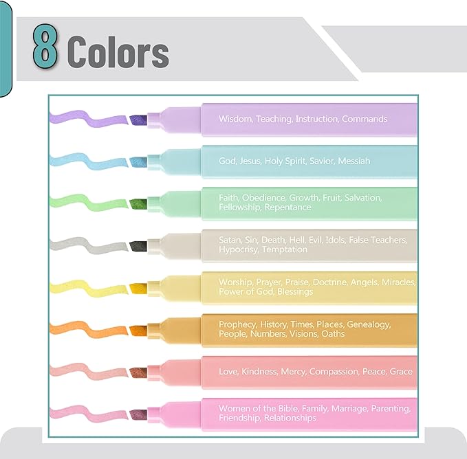 Mr. Pen- Bible Highlighters with Color-Coding System, 16 Pack, Soft Pastel Aesthetic Highlighters Assorted Colors, Bible Markers No Bleed Through