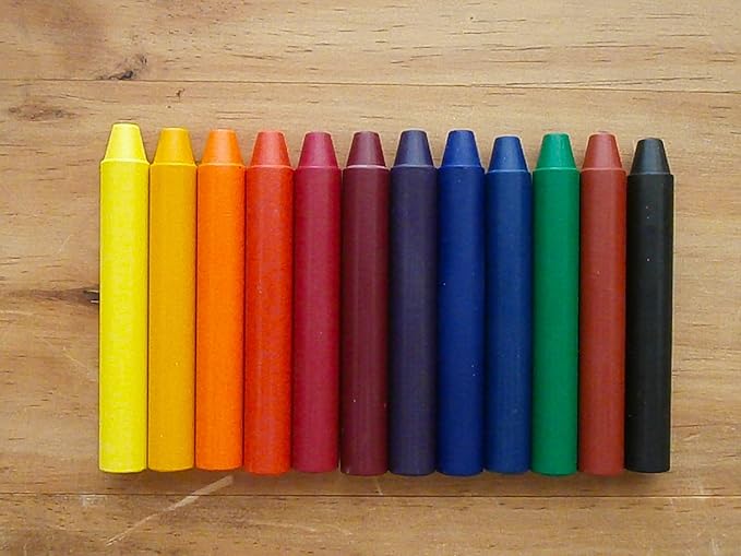 FILANA (12 Stick Crayons) Organic Beeswax Stick Crayons, Natural, Non Toxic, Safe for Children, Handmade in The US, No Paraffin or Petroleum Waxes, Rich Colors, Glide Easily