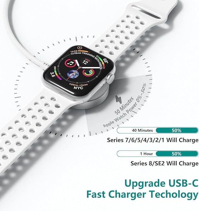 2 in 1 USB C Apple Watch Charger Cable,[MFi Certified] iPhone Fast Magnetic iWatch 6ft Type C Charging Cord for i Watch Series 11/10/Ultra/9/8/7/SE/6/5/4/3/2/1,iPhone 17 Pro/17 Air/16 Pro Max/15 Plus