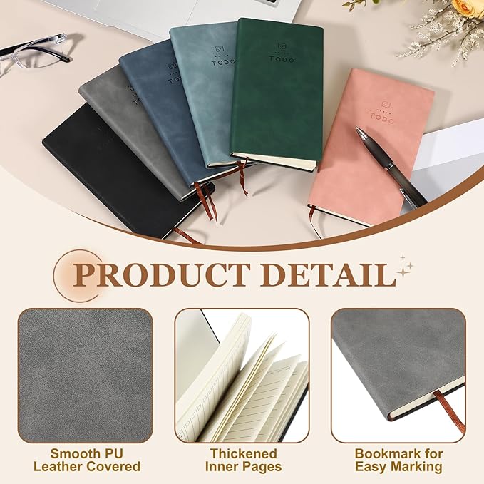 PATIKIL 2Pcs Planner Notebook, A6 100 Sheets Undated to Do List Daily Weekly Monthly Goals Tracker Pocket Notebook for Office Study Time Management Fitness Weeding, Green/Grey