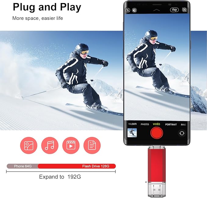 RAOYI 3 Pack 128GB USB C Flash Drive, 2 in 1 USB 3.0 Type C Dual OTG Metal Thumb Drive Jump Drive Memory Stick with Keychain Suitable for USB-C Smartphones, Computers and Tablets (Red,Silver,Blue)