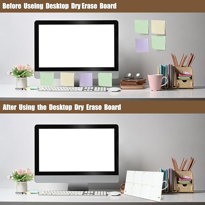 Weekly Planner Dry Erase Board for Desk,Acrylic Desktop Weekly Planner Whiteboard with Stand,12"X6"-Small, Dry Erase Weekly to Do List White Board for Home Office School-ZMZL-W-1530