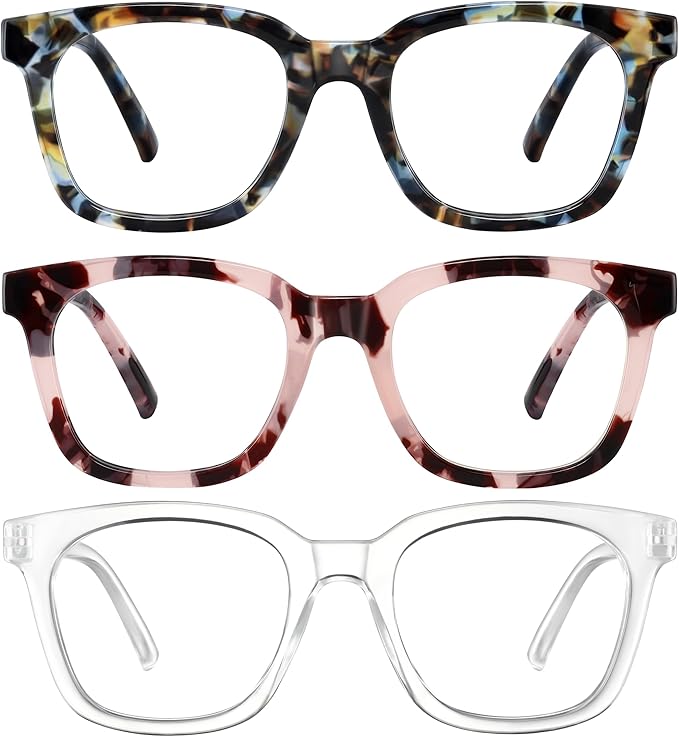 Reading Glasses for Women Men - Blue Light Blocking Magnifying Readers,Square Anti-Glare Computer Eyeglasses