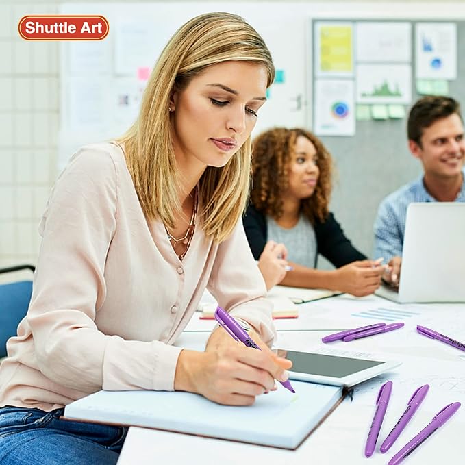 Shuttle Art Highlighters, 30 Pack Purple Highlighter Pen Bright Colors, Chisel Tip Dry-Quickly Non-Toxic Highlighter Markers for Adults Teachers Students Highlighting in Home School Office
