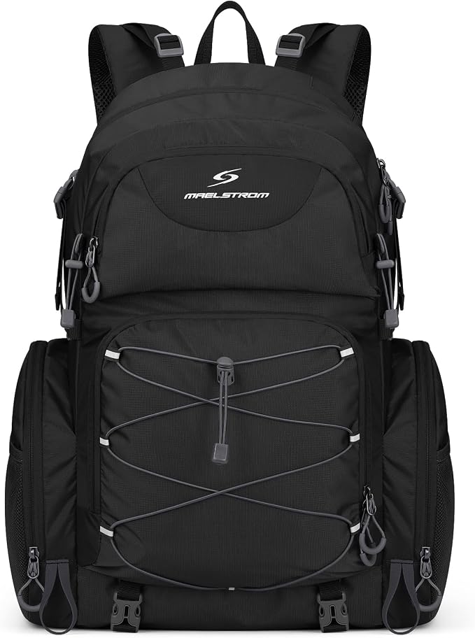 Maelstrom 40L Waterproof Hiking Backpack, Lightweight Travel Daypack | Rain Cover,Hydration-Ready, Tripod Straps, Load Compression, Survival Whistle, Perfect For Men, Women,Camping,Travel