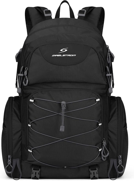 Maelstrom 40L Waterproof Hiking Backpack, Lightweight Travel Daypack | Rain Cover,Hydration-Ready, Tripod Straps, Load Compression, Survival Whistle, Perfect For Men, Women,Camping,Travel