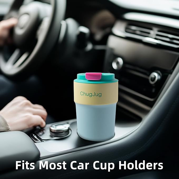 16 oz Travel Coffee Mug with Ceramic Coating, Leak-Proof Vacuum Insulated Coffee Tumbler with Lid, Reusable Double Wall Stainless Steel Travel Cup for Hot& Cold Drinks (Teal)