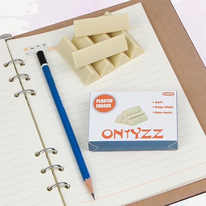 ONTYZZ 6 Pcs Erasers Soft Art Eraser for Pencil Office Writing Drawing
