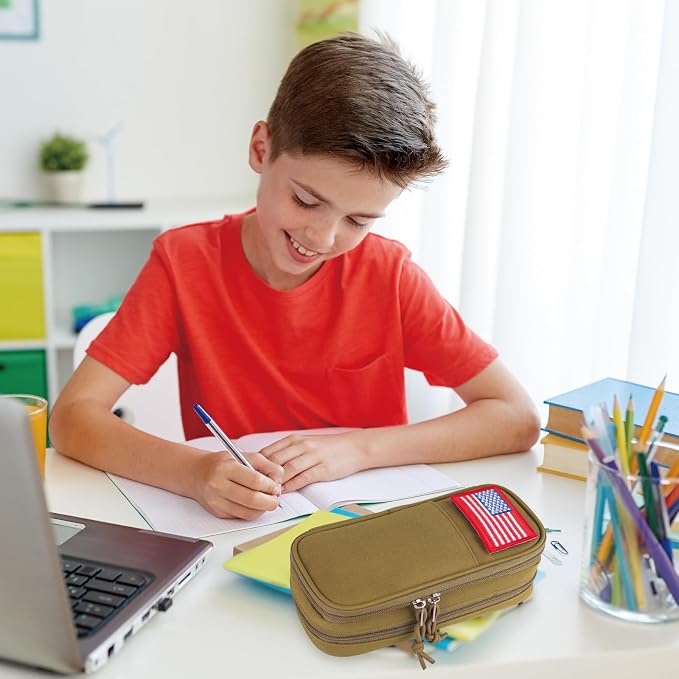 Tactical Pencil Case for Boy,Wide open Pen Pouch Bag with Handle for School | Marker Organizer Case Pen Box, Tool Bag Desk Organizer for School College Office Organizers for Kids Men Women Adult Teens