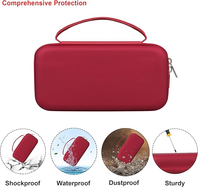Elonbo Carrying Case for Texas Instruments TI-84 Evo/TI-84 Plus CE Evo Graphing Calculator, Extra Mesh Pocket Fits Charging Cable Charger Manual, Red