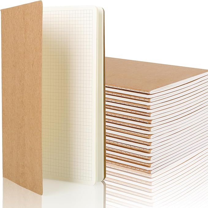 zmybcpack 24 Pack Graph Paper Notebook Journal Notebook Square Grid Paper Notebook for Travelers, Students, Office - Subject Notebooks - A5 Size, 8.26”x5.5”, 64 Square Grid Pages/32 Sheets