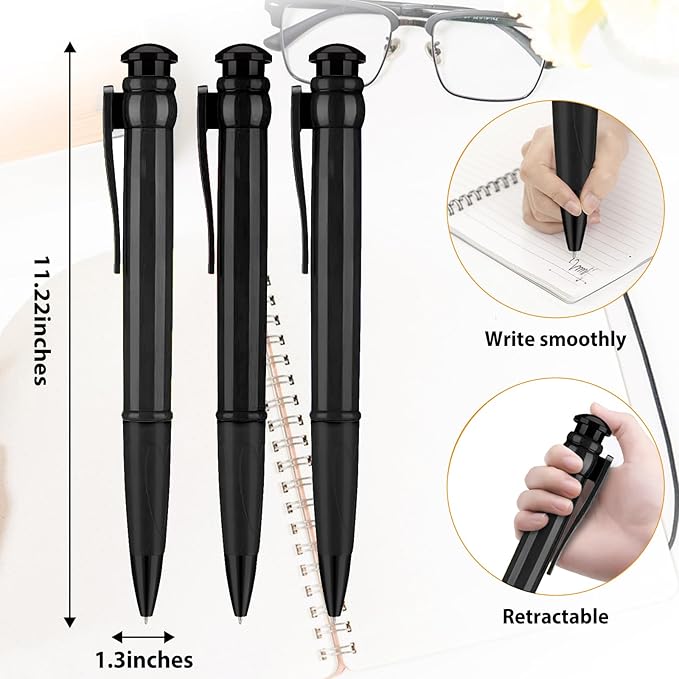 Jumbo Pens 11.3'' - Giant Pens for Birthday Party Favors, Funny Gag Gifts 3 Pack Black