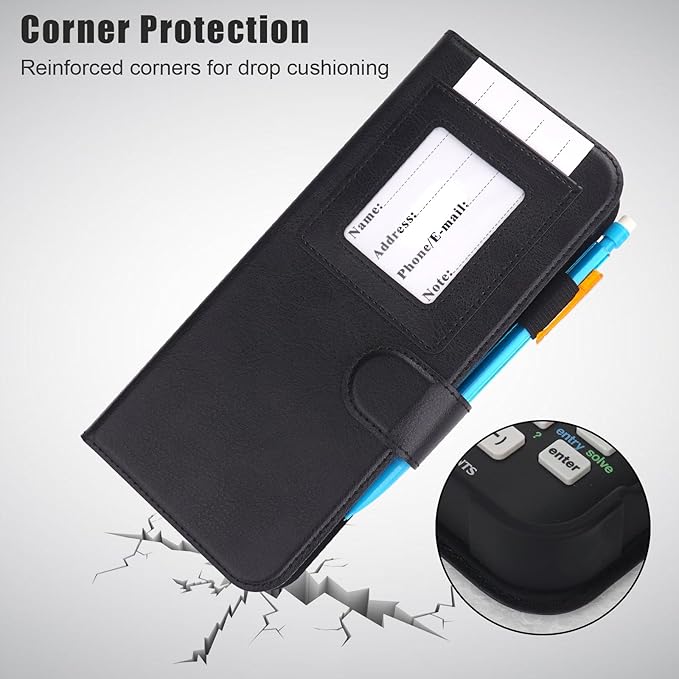 YouKnow PU Leather Protective Case Compatible with Texas Instruments TI-84 Plus CE Color Graphing Calculator with ID Card Slot (Only Case) (Black)