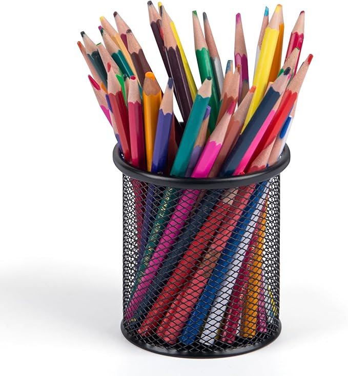 Pen Holder and Desk Organizer, Office Caddy Storage for School Home Office (Black, Small)