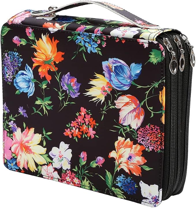 120 Slots Colored Pencil Case Organizer, 3 Layer Bag | Twill Oxford fabric,127 elastic loops,detachable handle,for travel, home storage,drawing tools,creative gifts