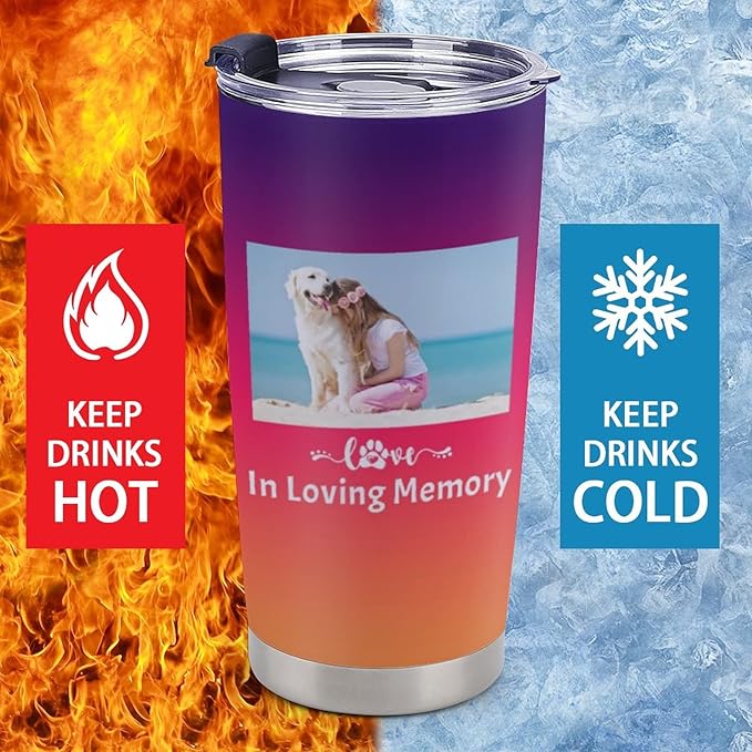 Personalized Tumbler Custom Vacuum Insulated Travel Mug Customizable Coffee Cup with Your Photos and Text Christmas Birthday Gift (One Photos+Text(two sides))