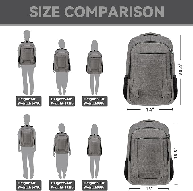 AREYTECO Travel Backpack, 17 Inch Laptop Backpack Airline Approved, Business Anti Theft Slim Sturdy Work Computer College High School Backpack Bag Fits 17.3 Inch Notebook for Men Women, Grey