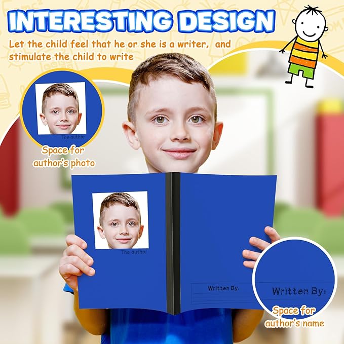 Henoyso 6 Pcs Primary Composition Notebook K-2, Wide Ruled 9.75" x 7.5" Journals, 60 Pages, Writing & Handwriting Practice for Kindergarten, 1st & 2nd Grade, Back to School Supplies (Blue)