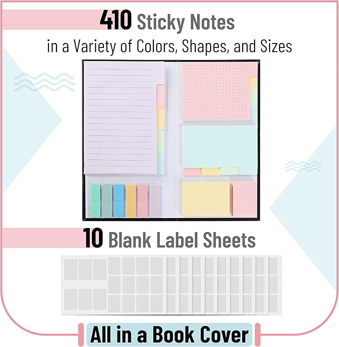 Mr. Pen- Sticky Notes Set, 410 Pack, Ruled, Dotted & Blank Notes with 150 Index Tabs, Divider Sticky Pads for Bible Study, Office, School, Planning, Journaling & Organization