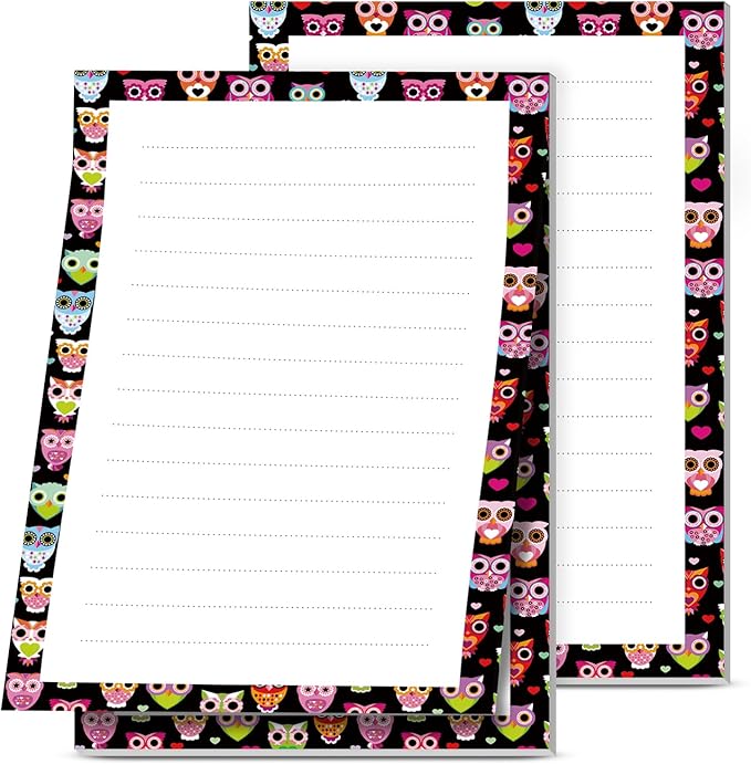 2 Pack Lined Sticky Notes 4x6 in, Cute Self-Stick Notepads with Lines, Large Memo Pads Strong Adhesive for Office, Home Colorful Boho Owls