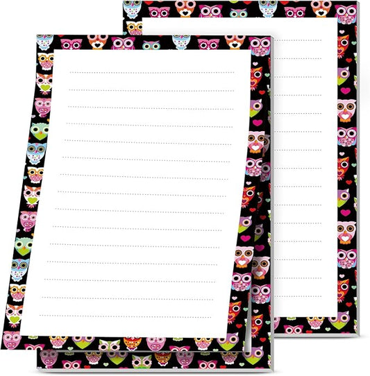 2 Pack Lined Sticky Notes 4x6 in, Cute Self-Stick Notepads with Lines, Large Memo Pads Strong Adhesive for Office, Home Colorful Boho Owls