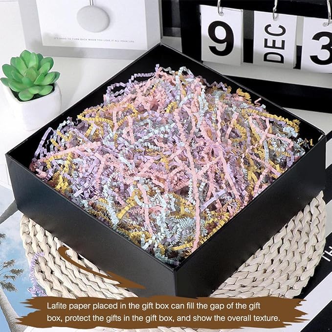 LYARCHTE Crinkle Paper Filler 5.2 oz, Easter Fake Grass Crinkle Cut Paper Shred Filler Shredded TissueRaffia Grass Paper for Gift Basket Packing Bag Filler (Mixed Color A)