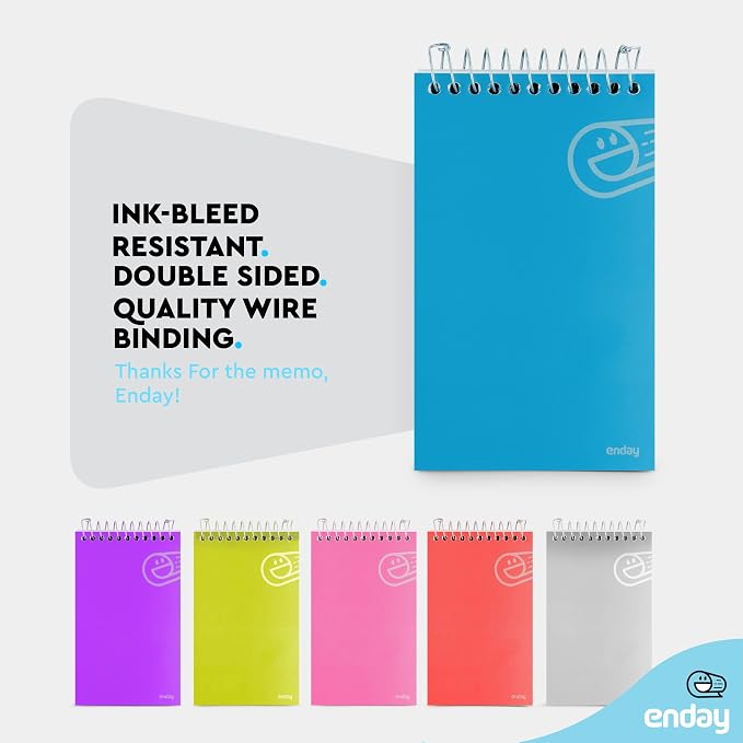 Enday Pocket Notebook, Small Notebooks 3 x 5 Top Bound Small Spiral Notebooks, Memo Pad for Home Office Accessories, 75 Sheets, Mini Notepad in Pink, Purple, Green, Blue, Red, Grey (24 Pack)