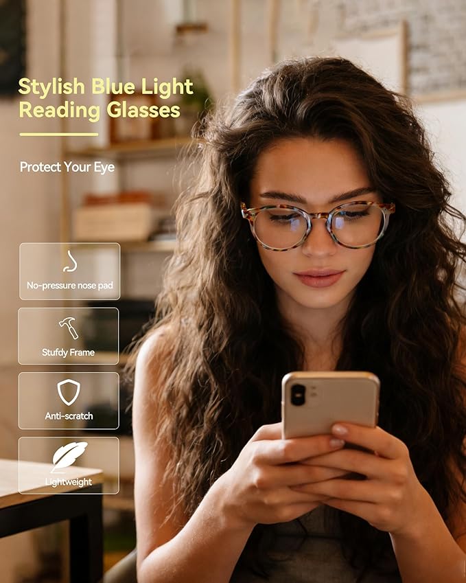 JOLISU 5 Pack Reading Glasses For Women/Men-Blue Light Blocking Computer Reader w/Round Frame - Retro Clear Lens Fake Eyeglasses（2.75）