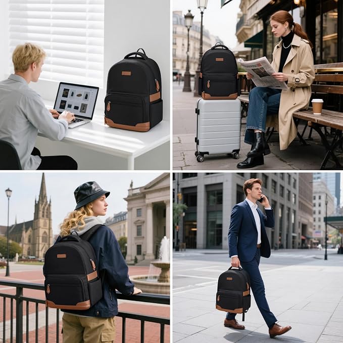 RealCool 15.6-17.3" Laptop Backpack, 31L Water Resistant Travel Bag | Independent frame opening, lightweight ,multi-compartments, ergonomic padded straps, luggage belt, for School,Business Trip