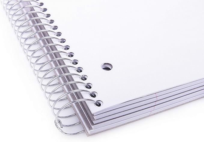 Mintra Office Durable Spiral Notebooks, 5 Subject (White, Wide Ruled 1pk)
