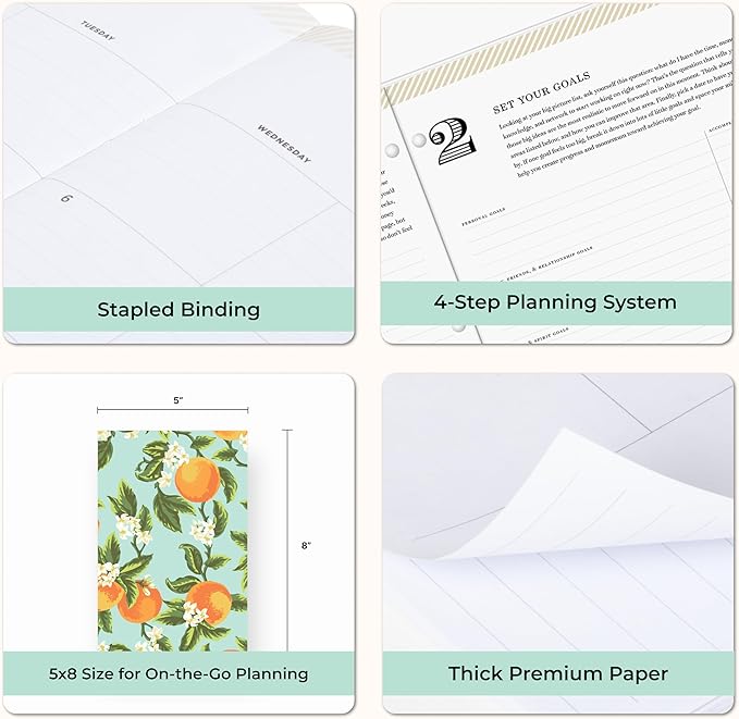 Blue Sky Day Designer 2026-2028 Monthly Academic Year 24 Month Planner Calendar, July 2026 - June 2028, 5" x 8", Flexible Cover, Stapled Binding, Orange Blossom Mint