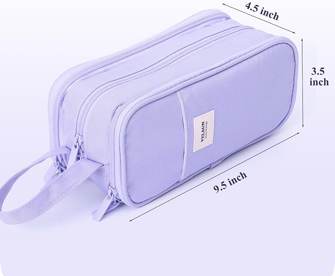 Pencil Case Pouch, Large Capacity Pencil Box Bag, Aesthetic Pen Organizer for School Supplies, Cute Preppy Stuff for Girls Boys Kids, Back to College Stationery, Purple