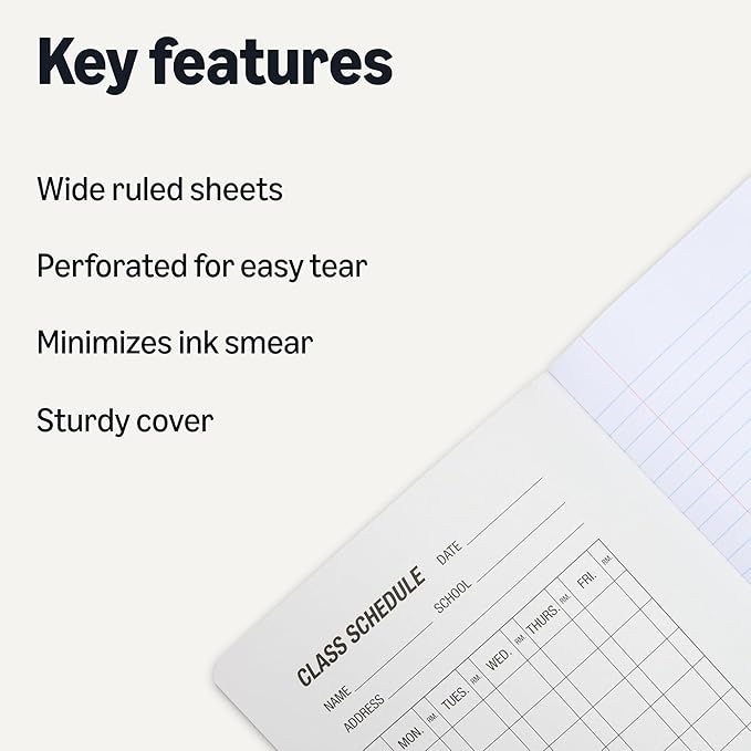 Amazon Basics Composition Notebook, Wide Ruled, 100 Sheets, 9.75" x 7.5", Assorted Marble Colors, 12-Pack