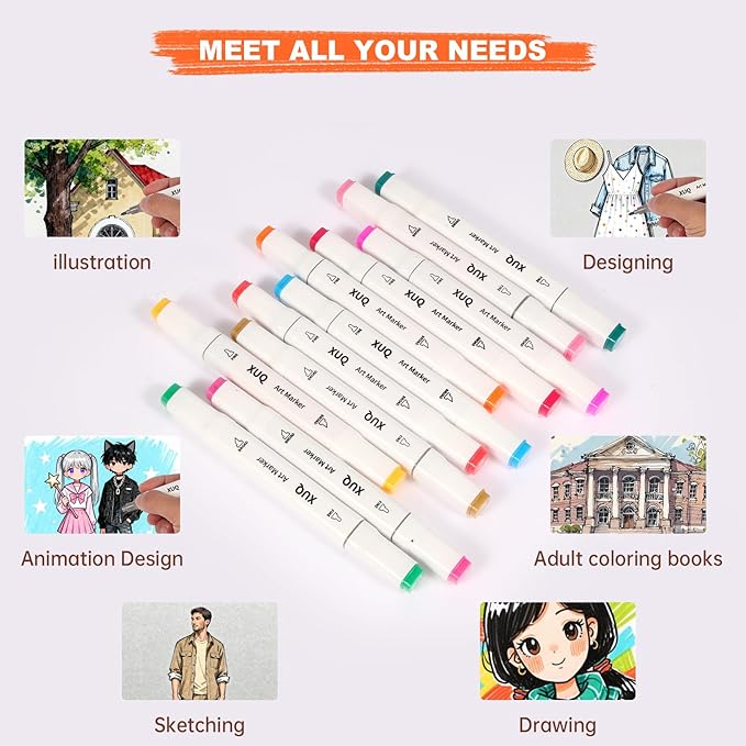 Alcohol Markers, 120 Colors Dual Brush Tip Permanent Art Markers, Coloring Marker, for Book Painting Card Making, Christmas gift for Adults Great Value Pack for Beginners