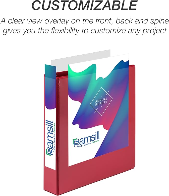 Samsill Durable 2 inch 3 Ring Binder, D Ring Binder, 100% Recycled Chipboard, Basic Assortment, 4 Pack
