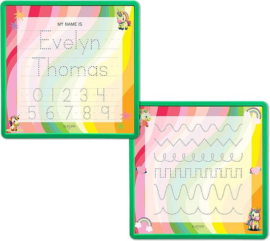 Kid's Name Tracing Board | Dry Erase Letter Tracing | Reusable Writing Practice Board | Personalized | Baby Unicorn Theme