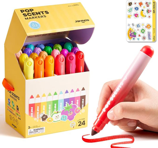 Jar Melo Scented Washable Markers for Kids Ages 4-8, 24 Colors