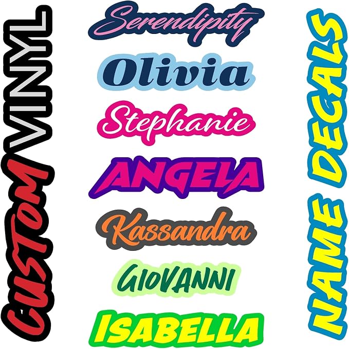 Custom Name Stickers for Water Bottles - Personalized Dishwasher Safe, Vinyl Outline Name Labels for Cups, Tumblers, Helmets, Laptop, Bikes, Cars, Storage and Pet Bowls (Medium 9-15 Letters)