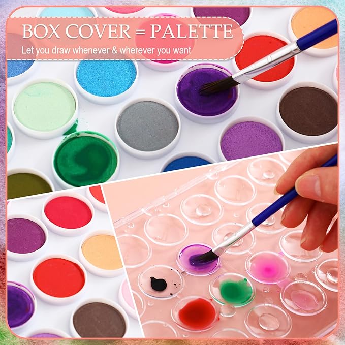 Nuanchu Gifts Bulk Watercolor Paint Washable Watercolor Paint Kits Palette and Brushes Portable Water Color Supplies for Adults, Beginners Artists Graduation Gift(6 Pack,36 Colors)